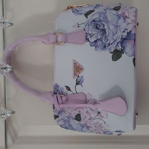 Finon Milano Floral Purple & White Hand Bag NWOT